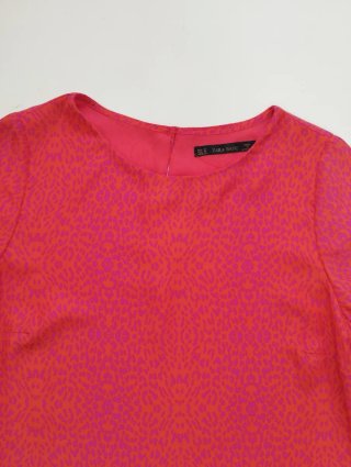 Vestido Túnica Zara Estampado Naranja Rosa