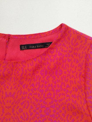 Vestido Túnica Zara Estampado Naranja Rosa
