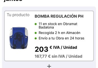 Bomba dosificadora PH piscina