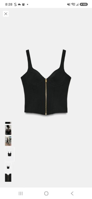 Top Corsetero Negro Cremallera Dorada