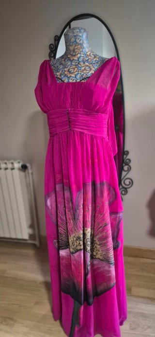 Vestido fiesta evento flor rosa