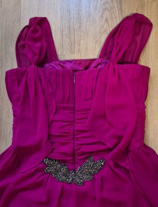 Vestido fiesta evento flor rosa