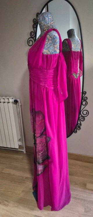 Vestido fiesta evento flor rosa