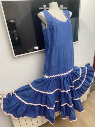 28.- Vestido Flamenca Sevillana Gitana Azul