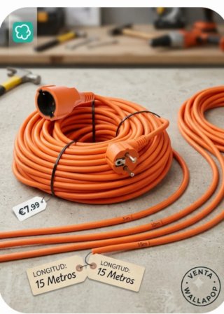 Cable alargador naranja 15 metros