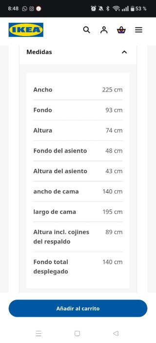 Sofá Cama 3 Plazas Gris Ikea