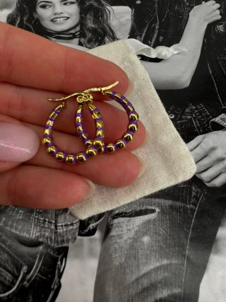 Pendientes Aro Morado y Dorado