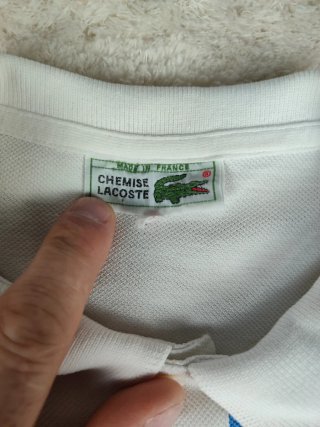 Polo Lacoste Blanco y Azul Talla M