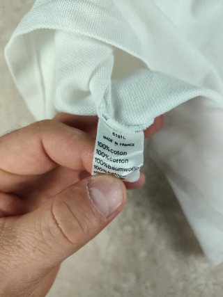 Polo Lacoste Blanco y Azul Talla M