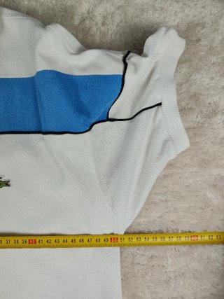 Polo Lacoste Blanco y Azul Talla M