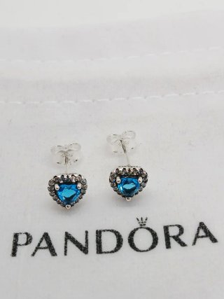Orecchini Pandora Cuore Azzurro Argento