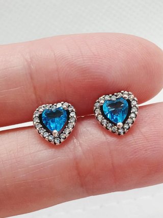 Orecchini Pandora Cuore Azzurro Argento
