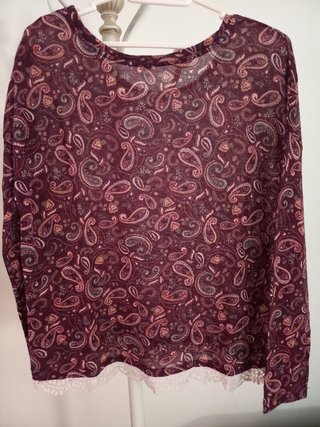 Camiseta granate manga larga
