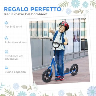 Patinete de 2 Ruedas para Niños de 5 a 12 Años con Freno Trasero y Manillar Ajustable, Patinete de Acero y Plástico, 120X52X80-88 Cm