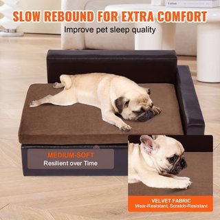 Sofá para Mascotas, Sofá para Perros de Tamaño Mediano y Gatos, Cama Sofá para Perros de Cuero Suave, Sofá para Gatos de Carga de 110 lbs, Negro