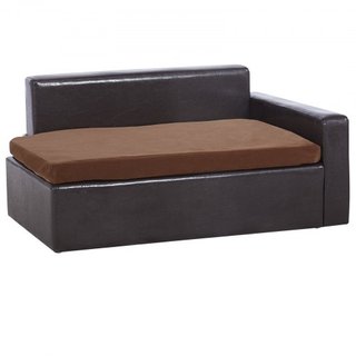Sofá para Mascotas, Sofá para Perros de Tamaño Mediano y Gatos, Cama Sofá para Perros de Cuero Suave, Sofá para Gatos de Carga de 110 lbs, Negro