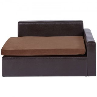 Sofá para Mascotas, Sofá para Perros de Tamaño Mediano y Gatos, Cama Sofá para Perros de Cuero Suave, Sofá para Gatos de Carga de 110 lbs, Negro