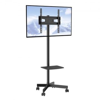 Soporte de TV Móvil, Carro de TV Móvil para TVs de 23 a 60 pulgadas, Soporte de TV Portátil Ajustable en Altura con Ruedas, con una Bandeja para Dispositivos Audiovisuales, Soporte de TV Rodante c...