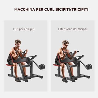 Banco Romano 2 en 1 para Curl y Tríceps, Banco de Fitness Multifuncional con Asiento de 5 Niveles y 25 Regulaciones, Negro