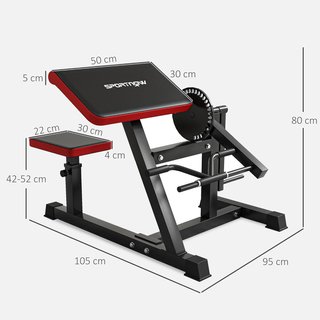 Banco Romano 2 en 1 para Curl y Tríceps, Banco de Fitness Multifuncional con Asiento de 5 Niveles y 25 Regulaciones, Negro