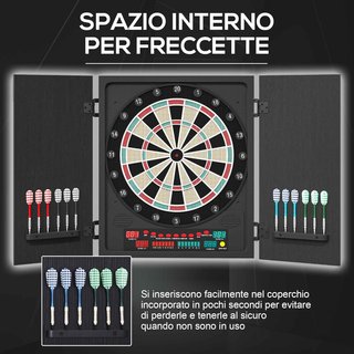 Objetivo de Dardos Electrónico Con 6 Pantallas, Objetivo Profesional Con 12 Dardos Incluidos Y 27 Modos de Juego, para 8 Personas, 51X6.5X57Cm, Negro