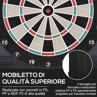 Objetivo de Dardos Electrónico Con 6 Pantallas, Objetivo Profesional Con 12 Dardos Incluidos Y 27 Modos de Juego, para 8 Personas, 51X6.5X57Cm, Negro