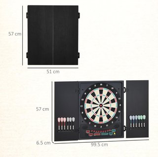 Objetivo de Dardos Electrónico Con 6 Pantallas, Objetivo Profesional Con 12 Dardos Incluidos Y 27 Modos de Juego, para 8 Personas, 51X6.5X57Cm, Negro