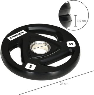 Set De 2 Discos De Pesas De 2X5/10/15/20Kg En Acero Con Recubrimiento De Goma, Agujero Ø5Cm Para Barra Y Asas Para Uso Manual