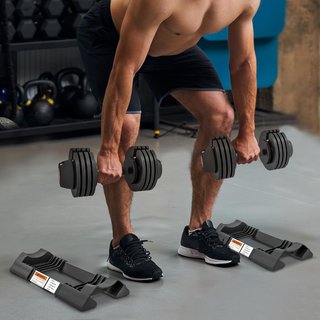 Conjunto de Pesas de Gimnasio, Conjunto de Mancuernas Ajustables para Brazos con Base de Almacenamiento y Mango Antideslizante, Pesas de Mancuernas, para Entrenamiento Fitness en Casa y Gimnasio, ...