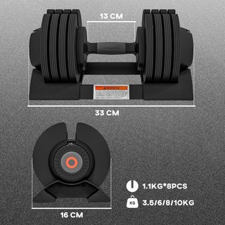 Conjunto de Pesas de Gimnasio, Conjunto de Mancuernas Ajustables para Brazos con Base de Almacenamiento y Mango Antideslizante, Pesas de Mancuernas, para Entrenamiento Fitness en Casa y Gimnasio, ...
