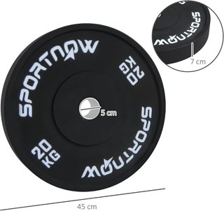 Juego De 2 Discos De Gimnasio De 10/20Kg, Discos Para Barra Y Mancuernas Con Conexión Ø5 Cm Para Entrenamiento En Casa Y Gimnasio, Negro