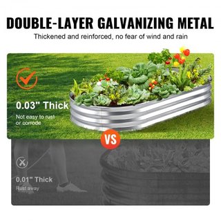 Cama de Jardín Elevada, Caja de Plantas de Metal Galvanizado de 71.9 x 36.4 x 11 pulgadas, Cajas de Plantación al Aire Libre con Base Abierta, para Cultivar Flores/Vegetales/Hierbas en el Patio/Ja...