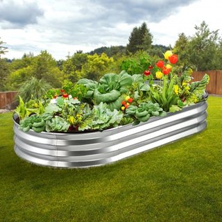 Cama de Jardín Elevada, Caja de Plantas de Metal Galvanizado de 71.9 x 36.4 x 11 pulgadas, Cajas de Plantación al Aire Libre con Base Abierta, para Cultivar Flores/Vegetales/Hierbas en el Patio/Ja...