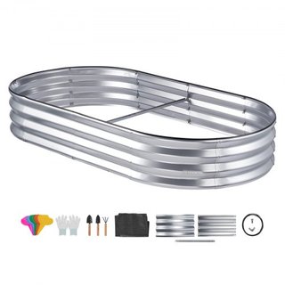 Cama de Jardín Elevada, Caja de Plantas de Metal Galvanizado de 71.9 x 36.4 x 11 pulgadas, Cajas de Plantación al Aire Libre con Base Abierta, para Cultivar Flores/Vegetales/Hierbas en el Patio/Ja...