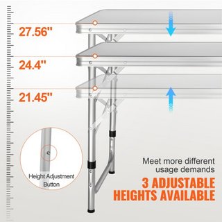 Mesa de Cocina para Camping Plegable Estación de Cocción Portátil 3 Alturas Ajustables