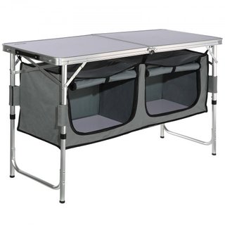 Mesa de Cocina para Camping Plegable Estación de Cocción Portátil 3 Alturas Ajustables