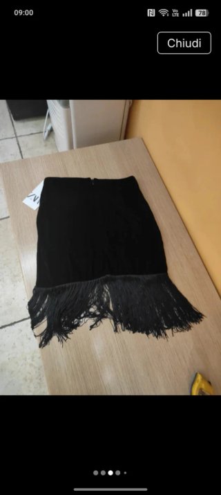 Gonna Zara velluto frange XS