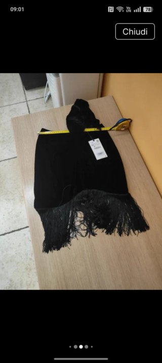 Gonna Zara velluto frange XS