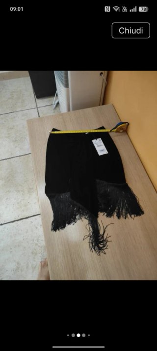 Gonna Zara velluto frange XS