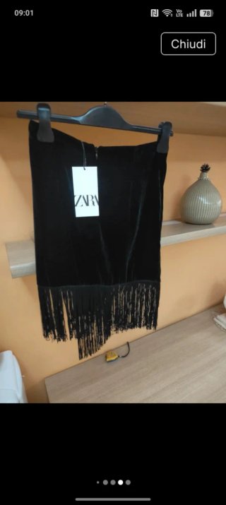Gonna Zara velluto frange XS