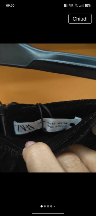 Gonna Zara velluto frange XS