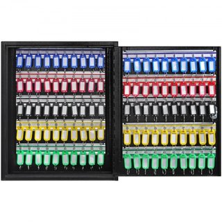 Cabinet de 100 Llaves, Caja de Llave con Cerradura Ajustable, Caja de Almacenamiento de Llaves de Seguridad de Acero, Organizador de Llaves con 100 Etiquetas de Llave Coloridas y 2 Tarjetas de Reg...