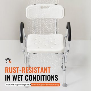 Silla de Ducha, Asiento de Ducha con Respaldo, Taburete de Ducha de Altura Ajustable, Silla de Ducha para Ducha Interior de Bañera, Banco de Baño Antideslizante para Ancianos Discapacitados, Capac...