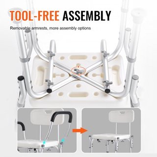 Silla de Ducha, Asiento de Ducha con Respaldo, Taburete de Ducha de Altura Ajustable, Silla de Ducha para Ducha Interior de Bañera, Banco de Baño Antideslizante para Ancianos Discapacitados, Capac...