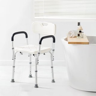 Silla de Ducha, Asiento de Ducha con Respaldo, Taburete de Ducha de Altura Ajustable, Silla de Ducha para Ducha Interior de Bañera, Banco de Baño Antideslizante para Ancianos Discapacitados, Capac...
