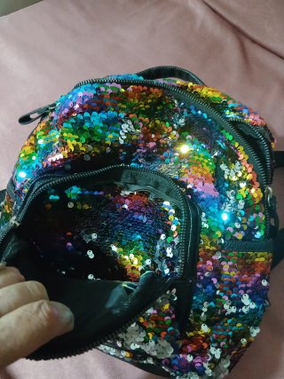 Zainetto paillettes arcobaleno