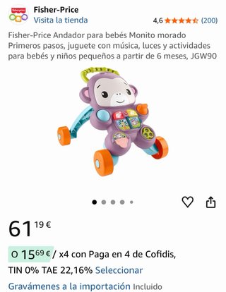 Andador bebé Fisher-Price Monito Morado