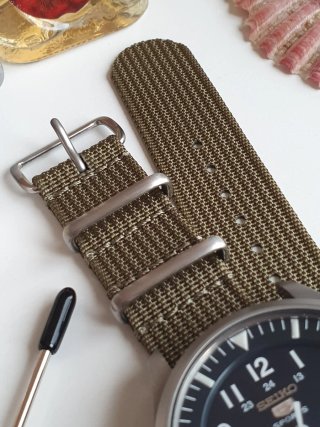 Correa de reloj NATO, grado balístico, verde, 20 m