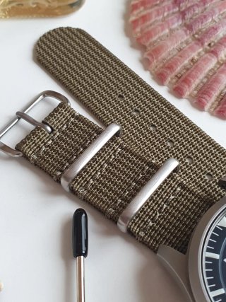 Correa de reloj NATO, grado balístico, verde, 20 m