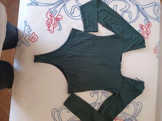 Body verde escote cuadrado Zara
